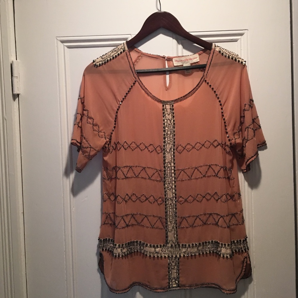 Carnation Lily Lily Rose beaded silk top